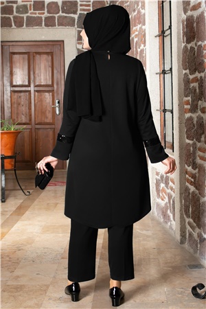 Sequin Detailed Tunic Trouser Suit Black FHM806FHM806-SİYAHFahima