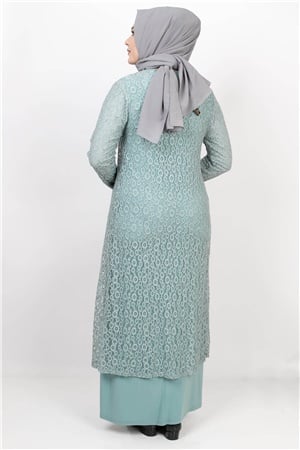 Silvery Lace Evening Dress Green MDA2107MDA2107-YEŞİLMDA