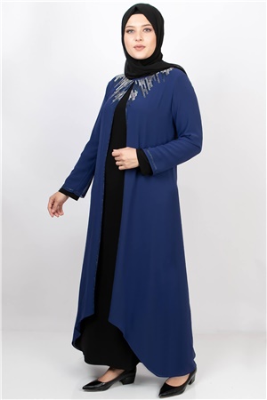 Taş Baskı Detay Abiye Elbise Saks MDA2125MDA2125-SAKSMDA