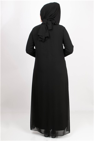 Taş Baskı Detay Abiye Elbise Siyah MDA2125MDA2125-SİYAHMDA