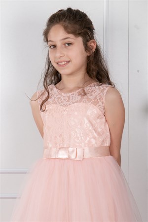 Tulle Children's Evening Dresses with Lace Details Powder MDV304MDV304-PUDRAModaviki